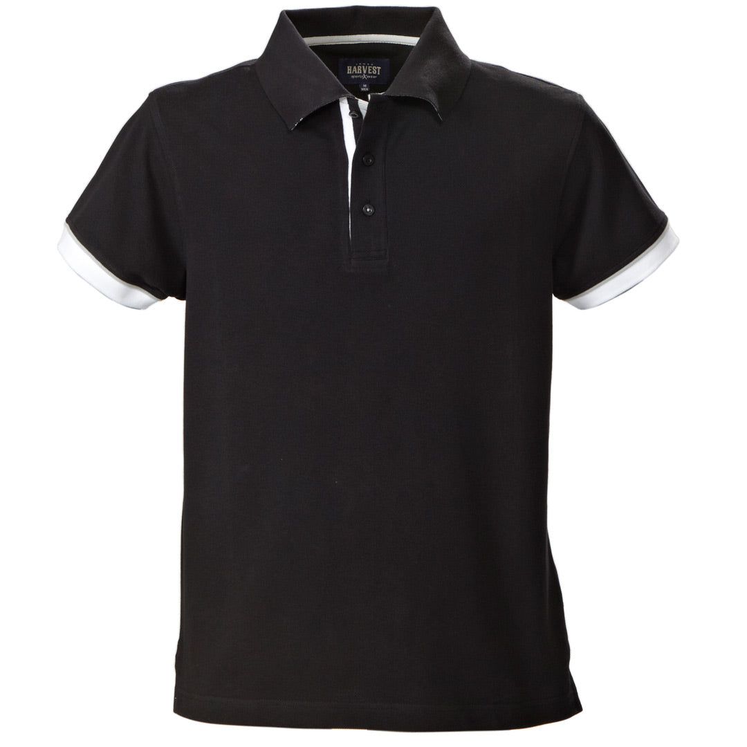 House of Uniforms The Anderson Polo | Mens | Short Sleeve James Harvest Black with Black/White/Grey Trim