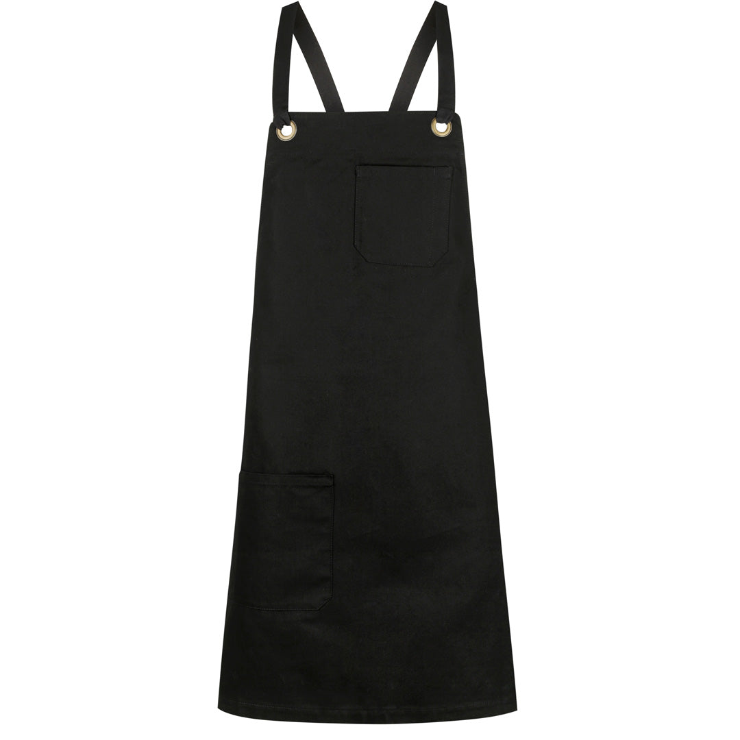 House of Uniforms The Brooklyn Apron | Cross Back Identitee Black with Black Strap