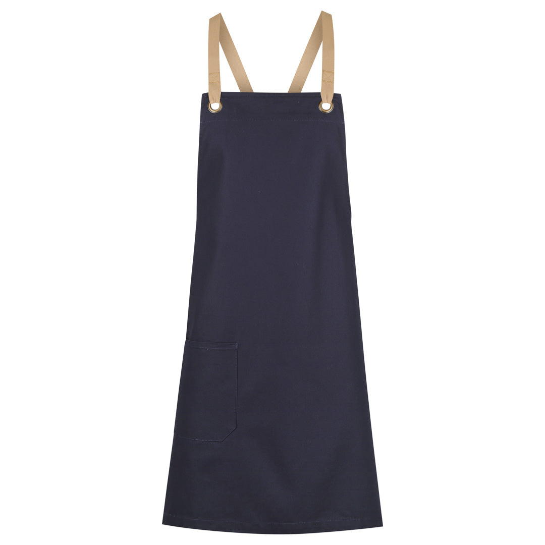 House of Uniforms The Brooklyn Apron | Cross Back Identitee Navy with Natural Strap