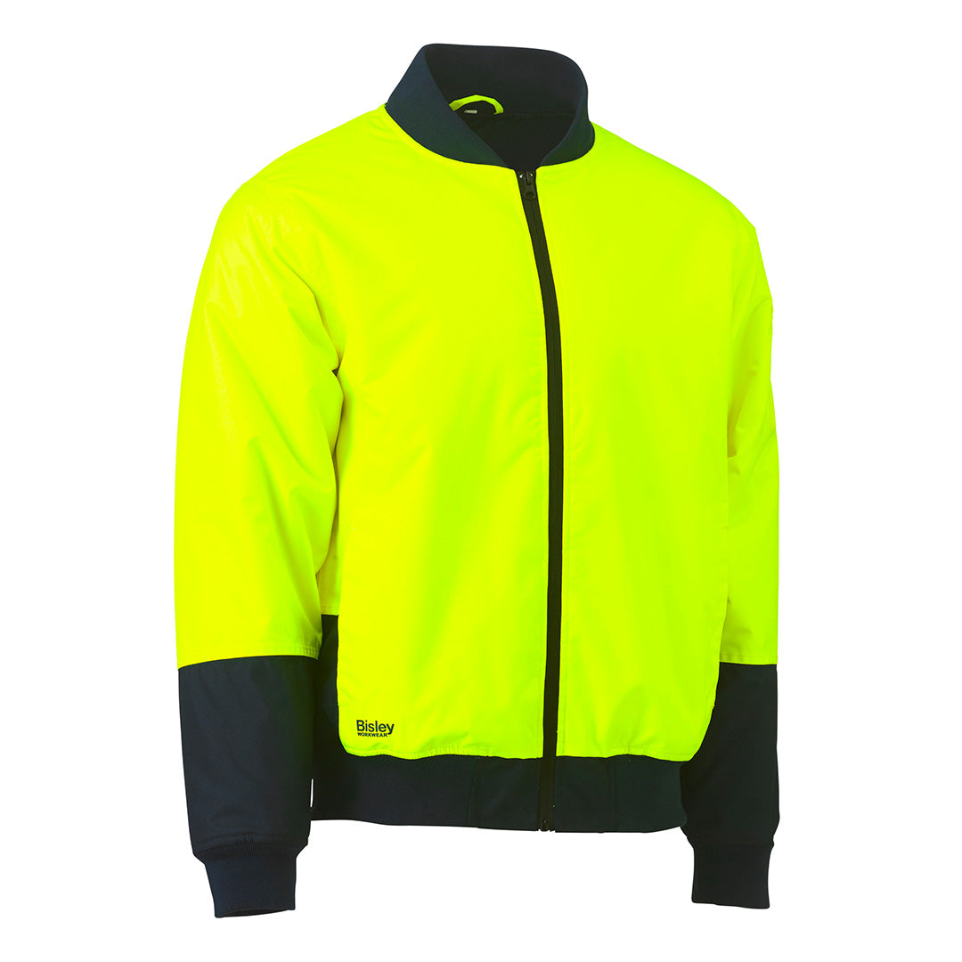House of Uniforms The Two Tone Bomber Jacket | Hi Vis | Mens Bisley Yellow/Navy