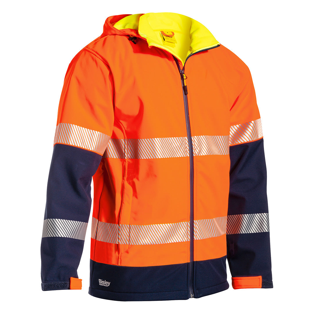 House of Uniforms The Taped Ripstop Bonded Fleece Jacket | Hi Vis | Mens Bisley Orange/Navy