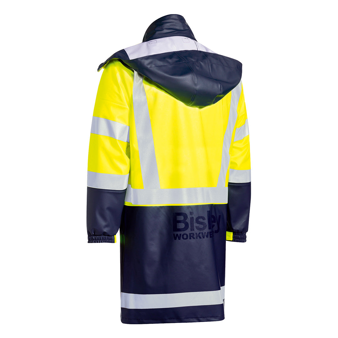 House of Uniforms The Taped Stretch PU Rain Coat | Hi Vis | Mens Bisley 
