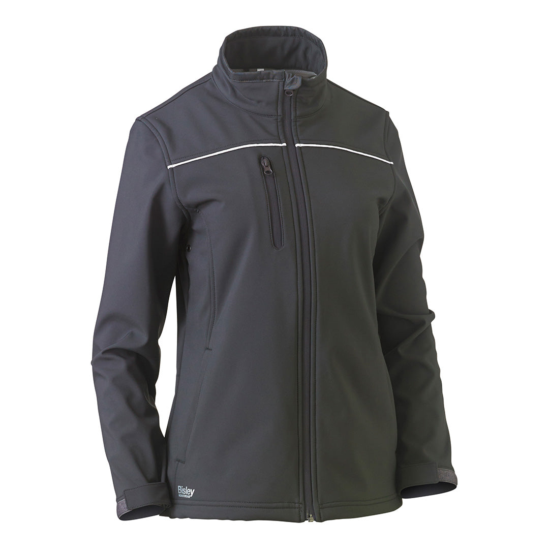 House of Uniforms The Piping Soft Shell Jacket | Ladies Bisley Charcoal