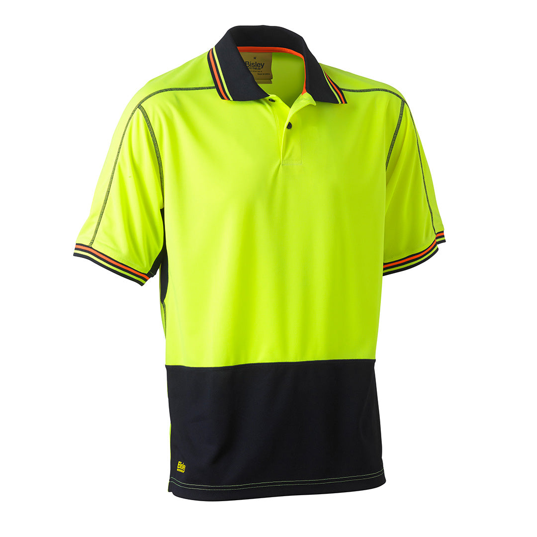House of Uniforms The Hi Vis Polyester Mesh Polo | Short Sleeve | Mens Bisley Yellow/Navy
