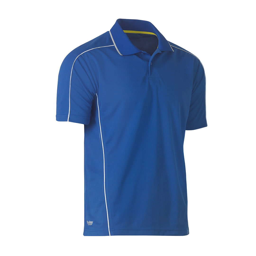 House of Uniforms The Cool Mesh Polo | Reflective Piping | Mens Bisley Blue
