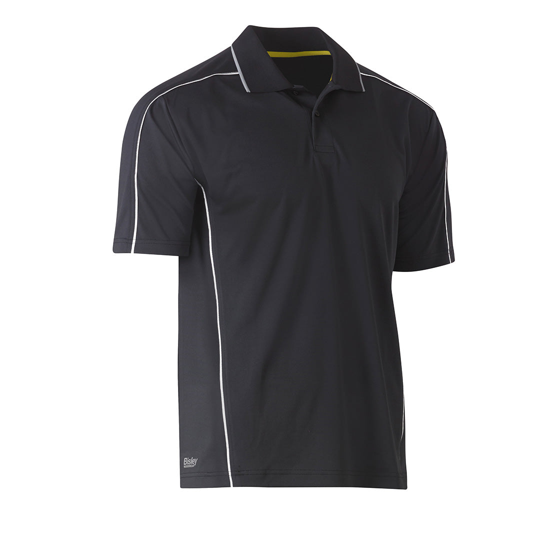 House of Uniforms The Cool Mesh Polo | Reflective Piping | Mens Bisley Charcoal