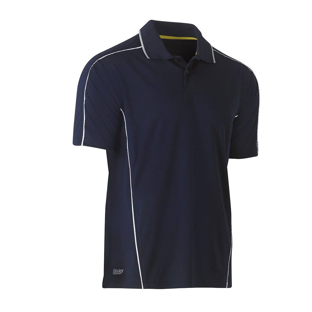House of Uniforms The Cool Mesh Polo | Reflective Piping | Mens Bisley Navy