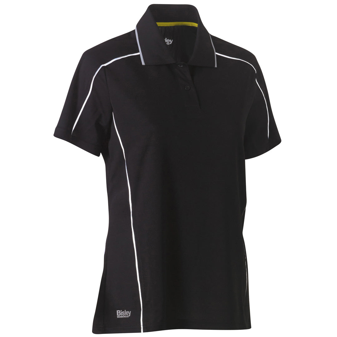 House of Uniforms The Cool Mesh Reflective Polo | Ladies Bisley Black