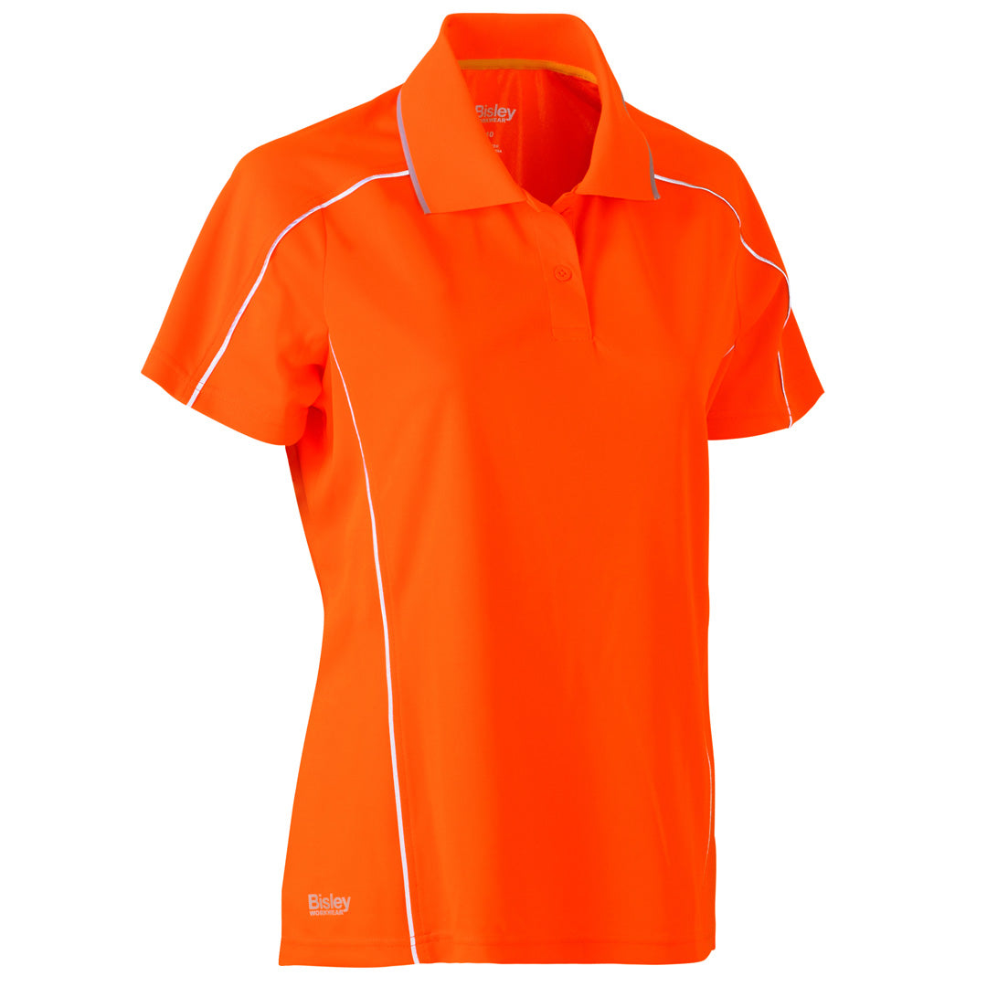House of Uniforms The Cool Mesh Reflective Polo | Ladies Bisley Orange