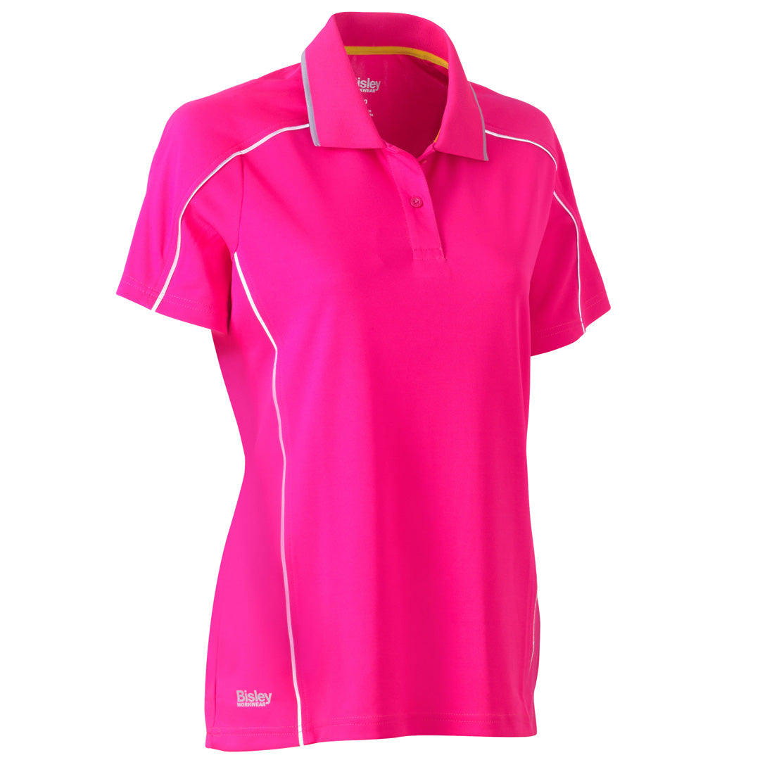 House of Uniforms The Cool Mesh Reflective Polo | Ladies Bisley Hot Pink