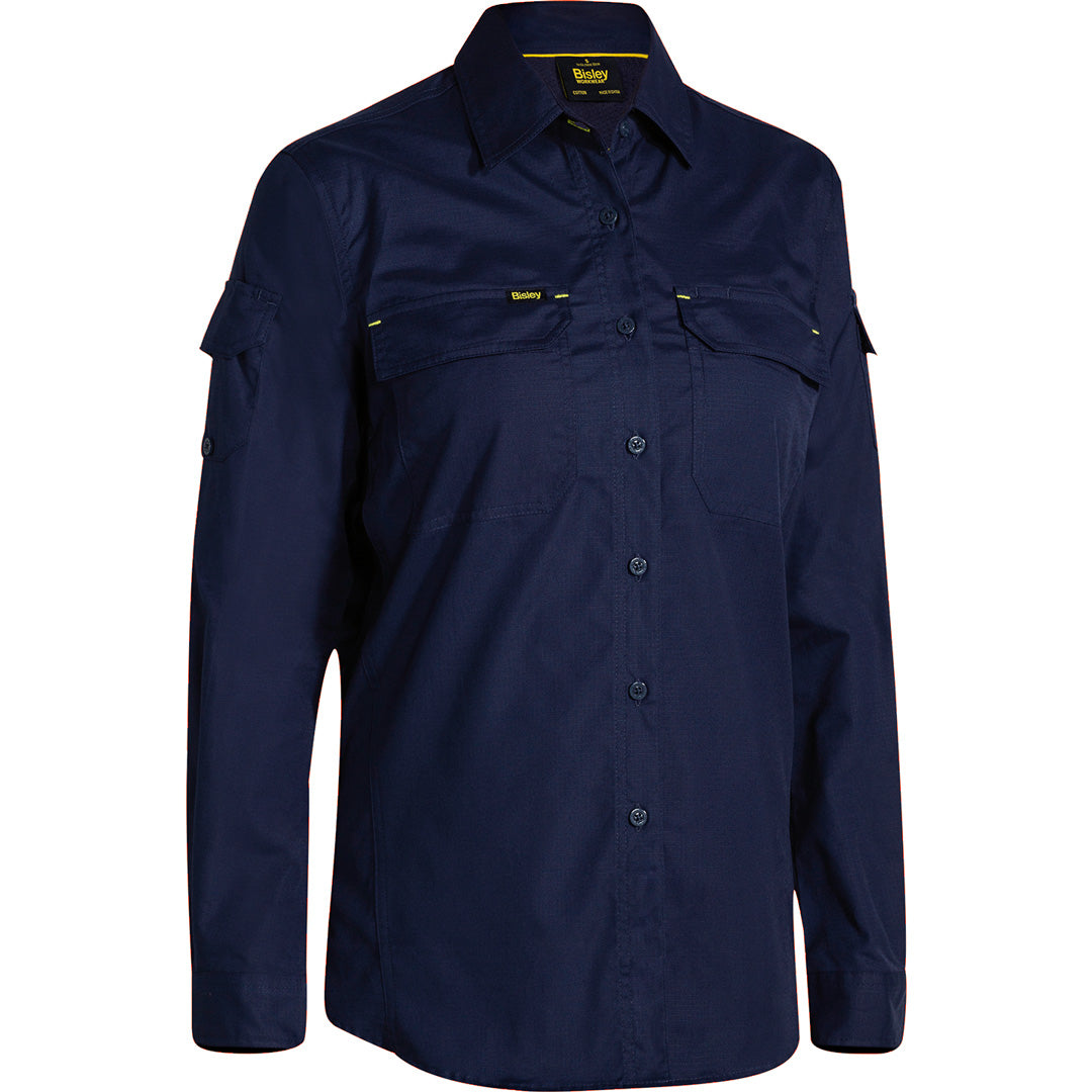 House of Uniforms The X Flow Ripstop Shirt | Ladies Bisley Navy