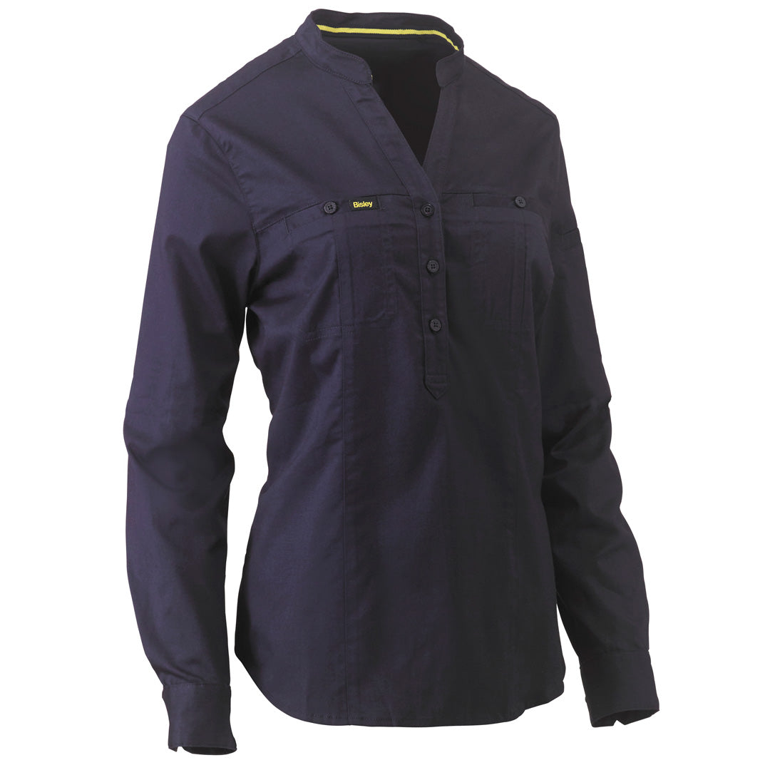 House of Uniforms The V Neck Closed Front Shirt | Ladies Bisley Navy