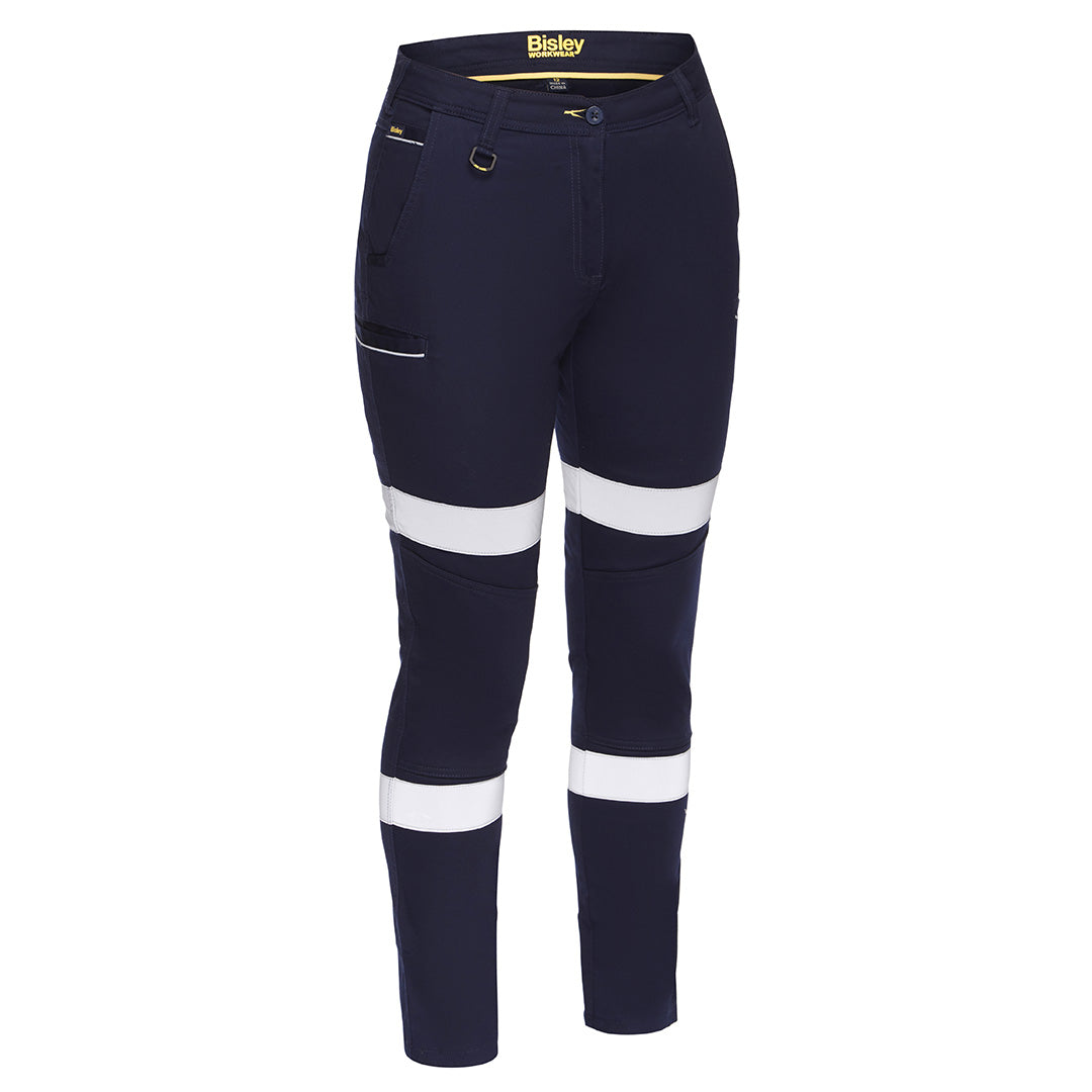 House of Uniforms The Taped Mid Rise Stretch Cotton Pant | Ladies Bisley Navy
