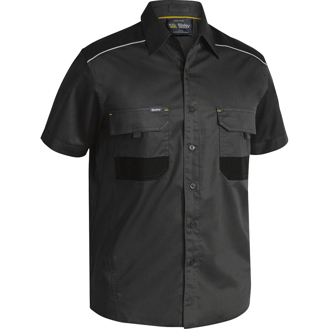 House of Uniforms The Flex and Move Mechanical Stretch Shirt | Short Sleeve | Mens Bisley Charcoal
