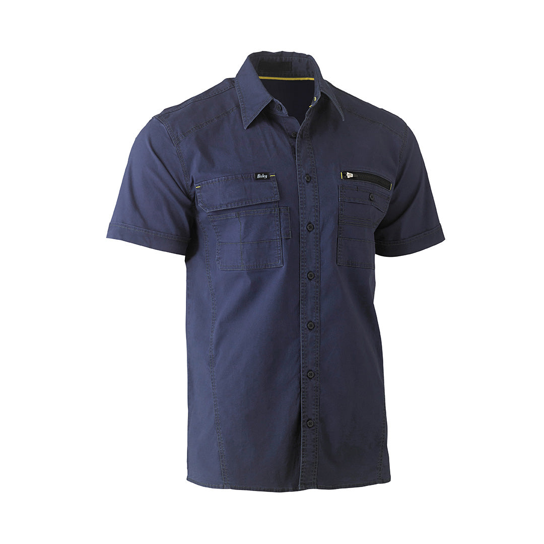 House of Uniforms The Flex and Move Utility Shirt | Short Sleeve | Mens Bisley Navy