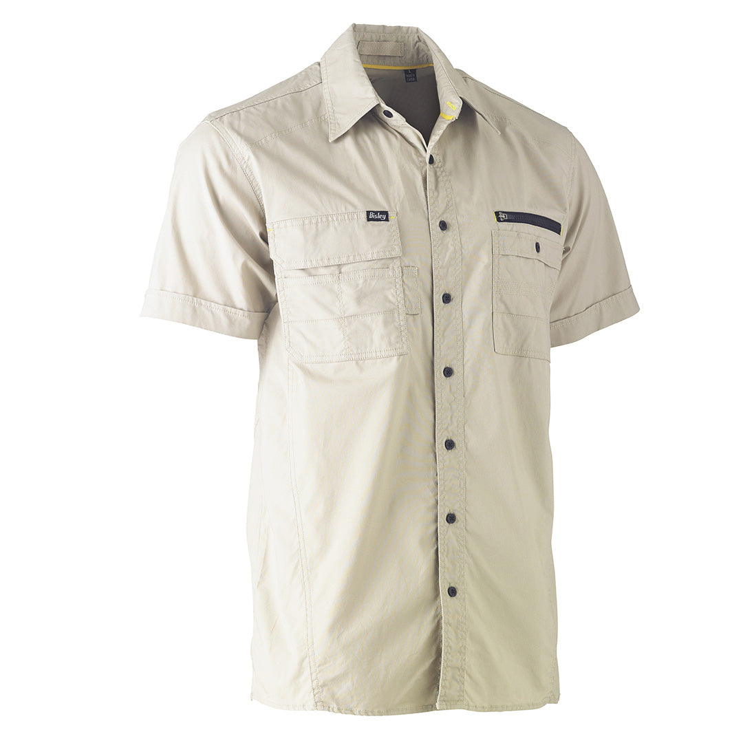 House of Uniforms The Flex and Move Utility Shirt | Short Sleeve | Mens Bisley Stone
