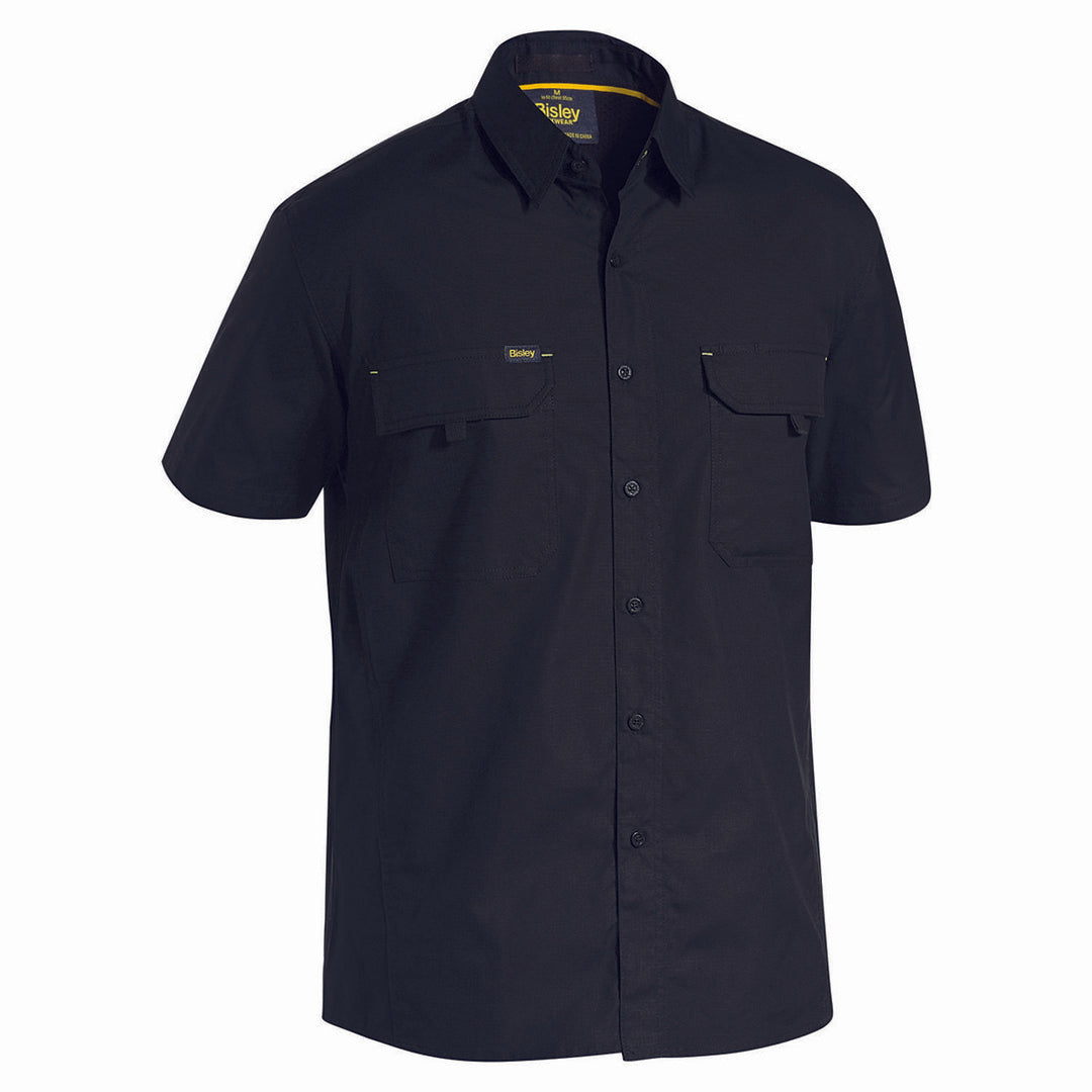House of Uniforms The X Airflow Rip Stop Shirt | Short Sleeve | Mens Bisley Black