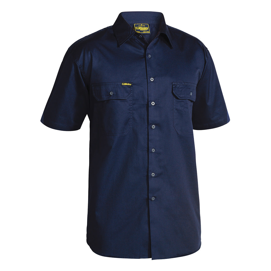 House of Uniforms The Cool Lightweight Drill Shirt | Short Sleeve | Mens Bisley Navy
