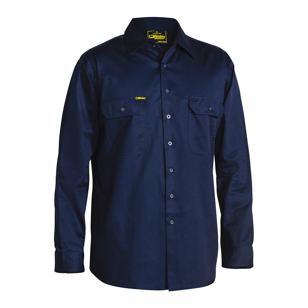 House of Uniforms The Cool Lightweight Drill Shirt  | Long Sleeve | Mens Bisley Navy