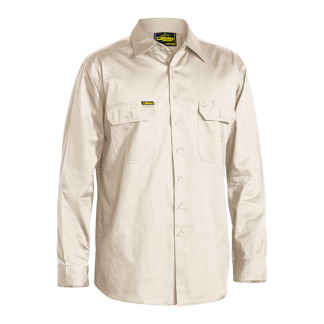 House of Uniforms The Cool Lightweight Drill Shirt  | Long Sleeve | Mens Bisley Sand