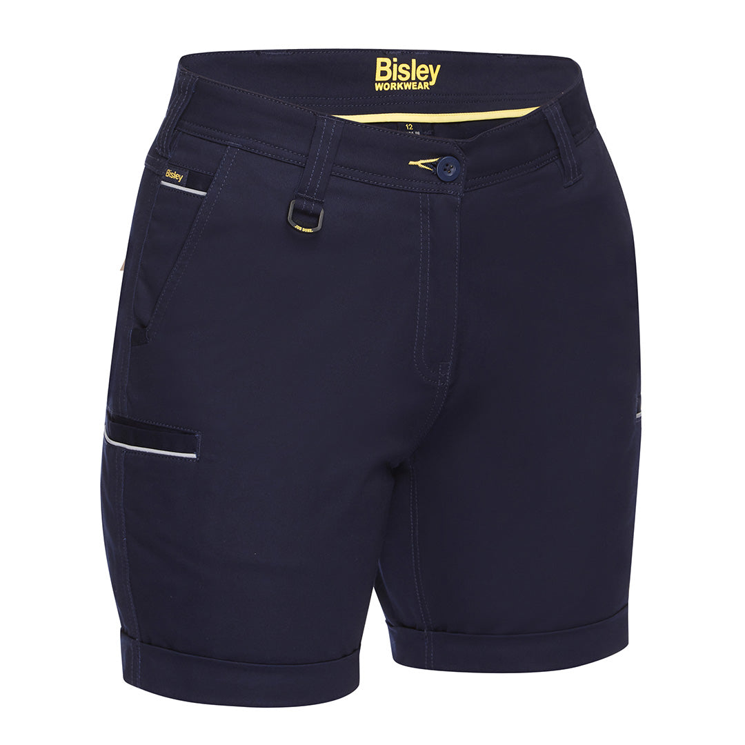 House of Uniforms The Stretch Cotton Drill Short | Ladies Bisley Navy