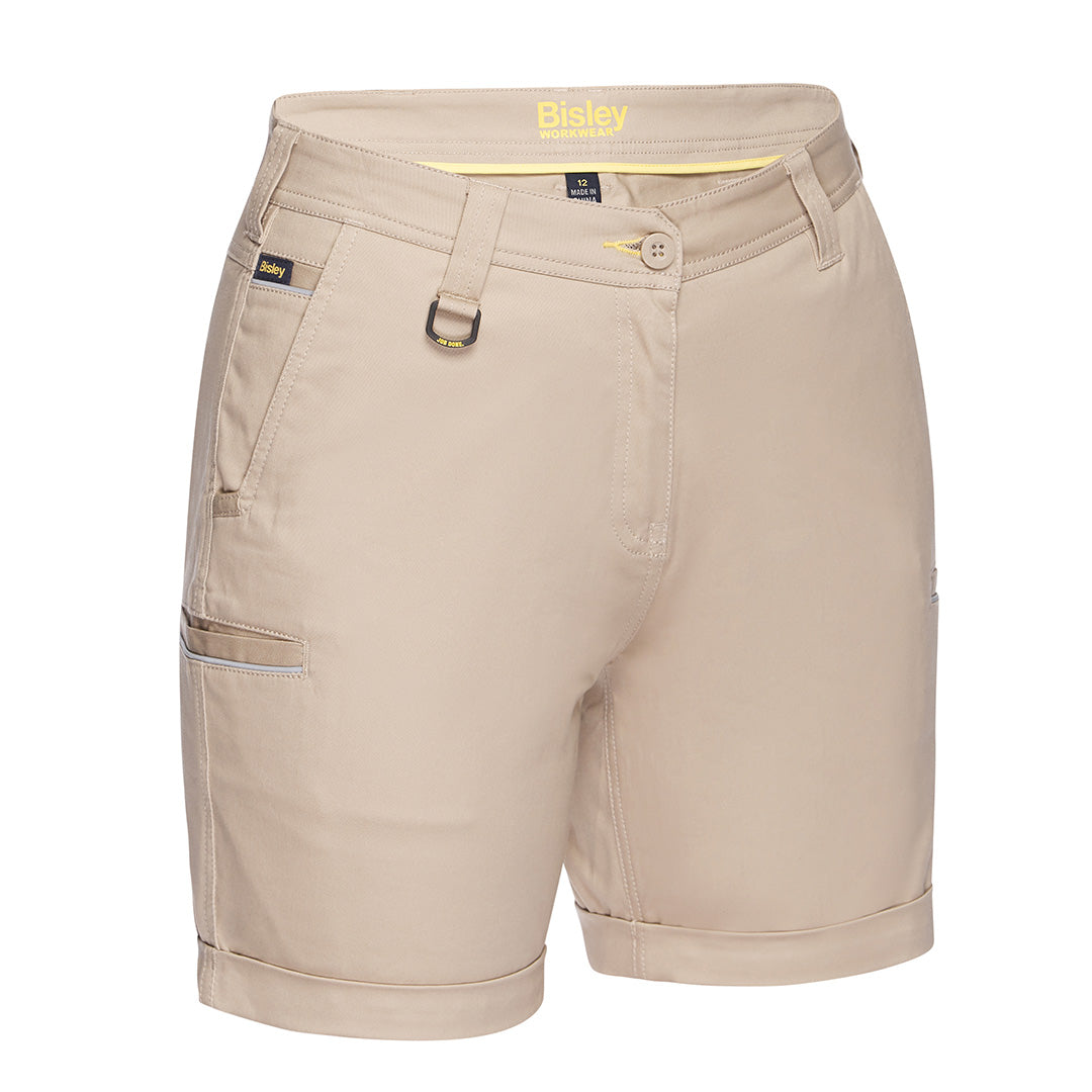 House of Uniforms The Stretch Cotton Drill Short | Ladies Bisley Stone