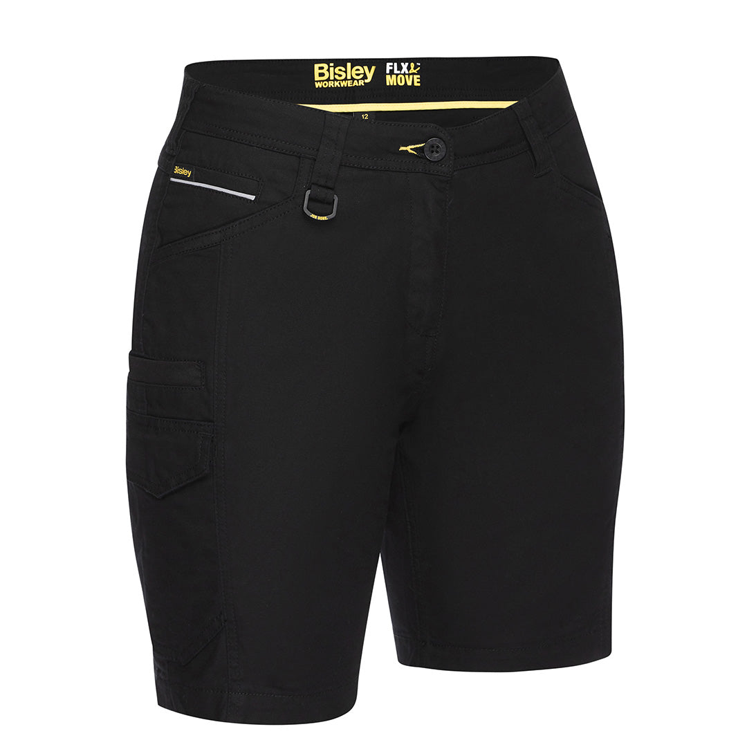House of Uniforms The Flex and Move Cargo Short | Ladies Bisley Black