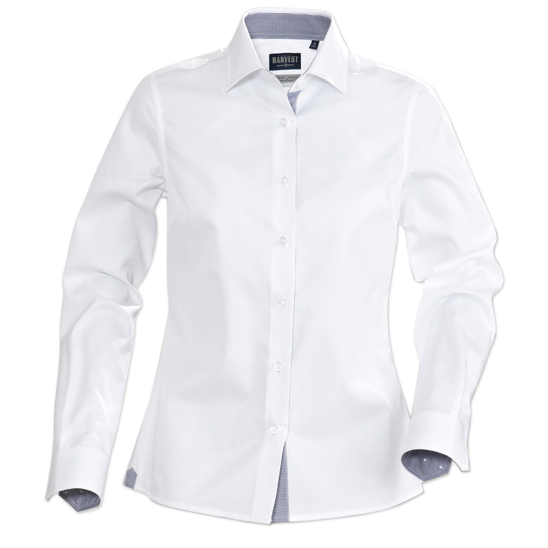 House of Uniforms The Baltimore Shirt | Ladies | Long Sleeve James Harvest White