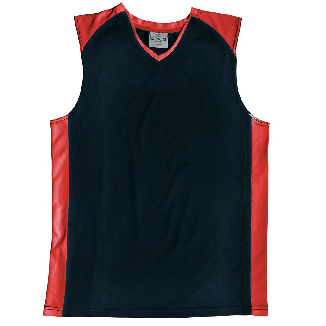 House of Uniforms The Contrast Basketball Singlet | Mens Bocini Black/Red