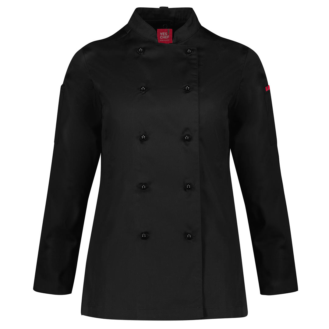 House of Uniforms The Al Dente Chefs Jacket | Long Sleeve | Ladies Yes! Chef Black