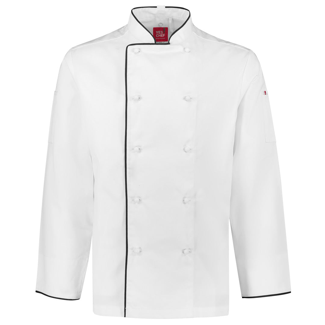 House of Uniforms The Al Dente Chefs Jacket | Long Sleeve | Mens Yes! Chef White/Black