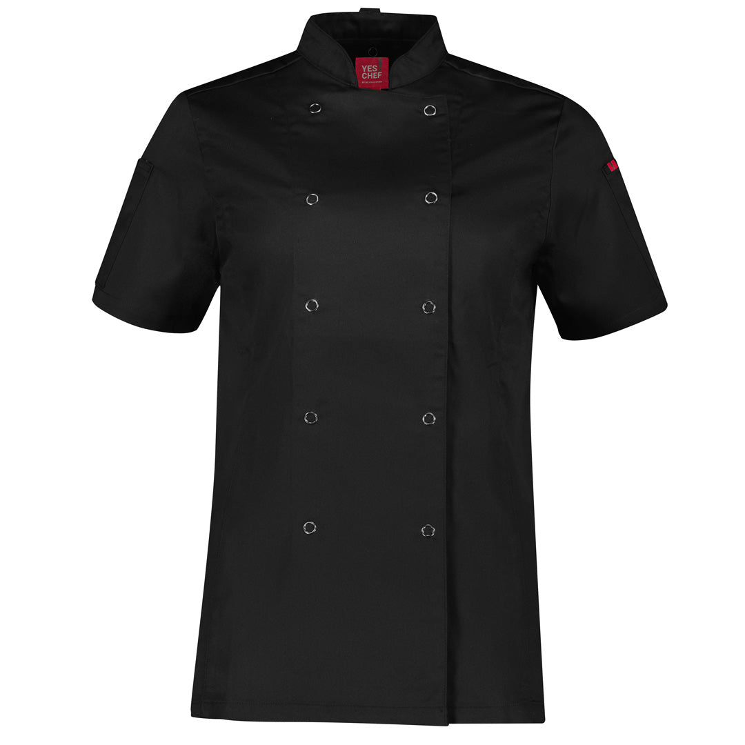 House of Uniforms The Zest Chefs Jacket | Short Sleeve | Ladies Yes! Chef Black