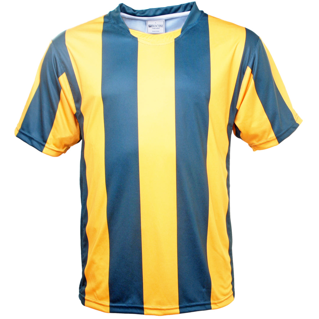 House of Uniforms The Striped Soccer Jersey | Mens Bocini Bottle/Gold