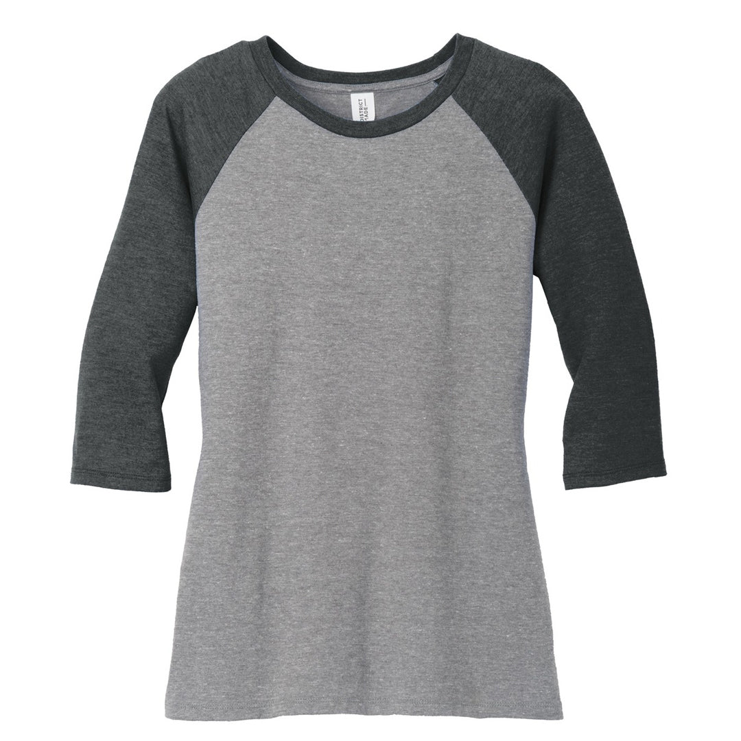 House of Uniforms The Tri Blend 3/4 Sleeve Tee | Ladies District Made Black/Grey