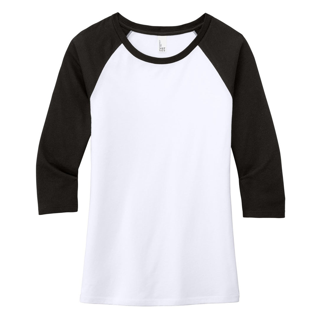 House of Uniforms The Tri Blend 3/4 Sleeve Tee | Ladies District Made Black/White