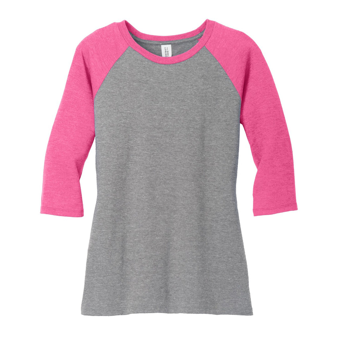 House of Uniforms The Tri Blend 3/4 Sleeve Tee | Ladies District Made Pink/Grey