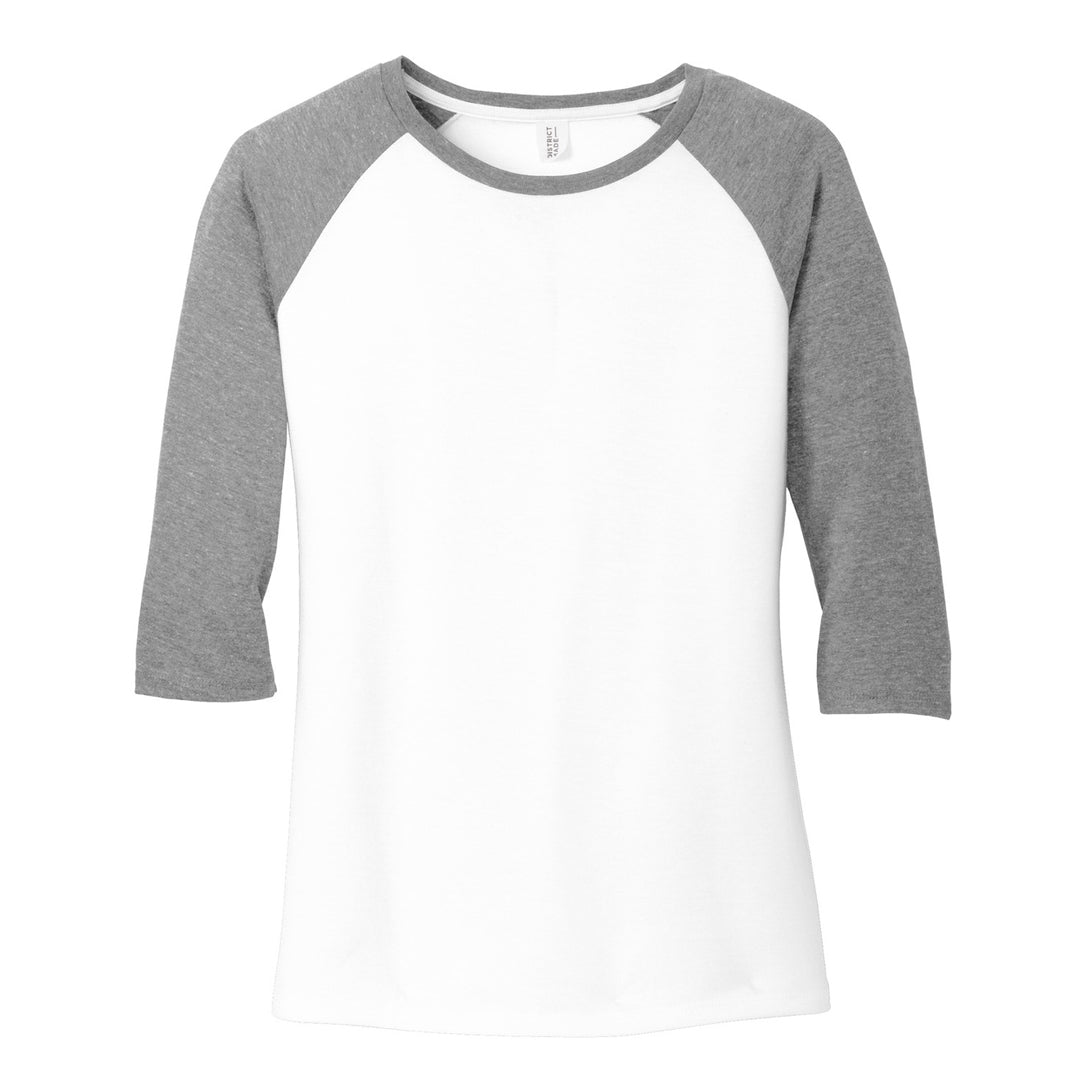 House of Uniforms The Tri Blend 3/4 Sleeve Tee | Ladies District Made Grey/White