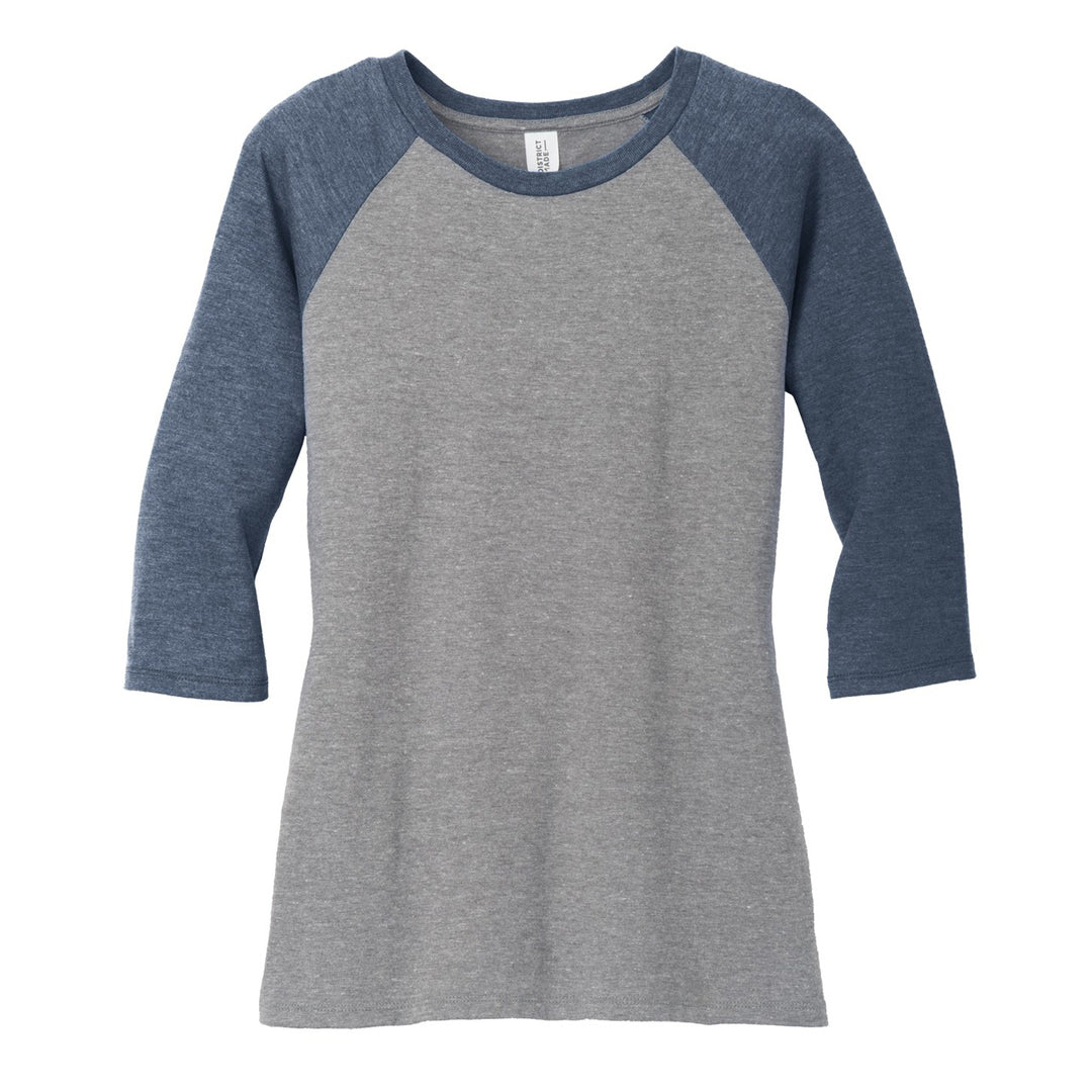 House of Uniforms The Tri Blend 3/4 Sleeve Tee | Ladies District Made Navy/Grey