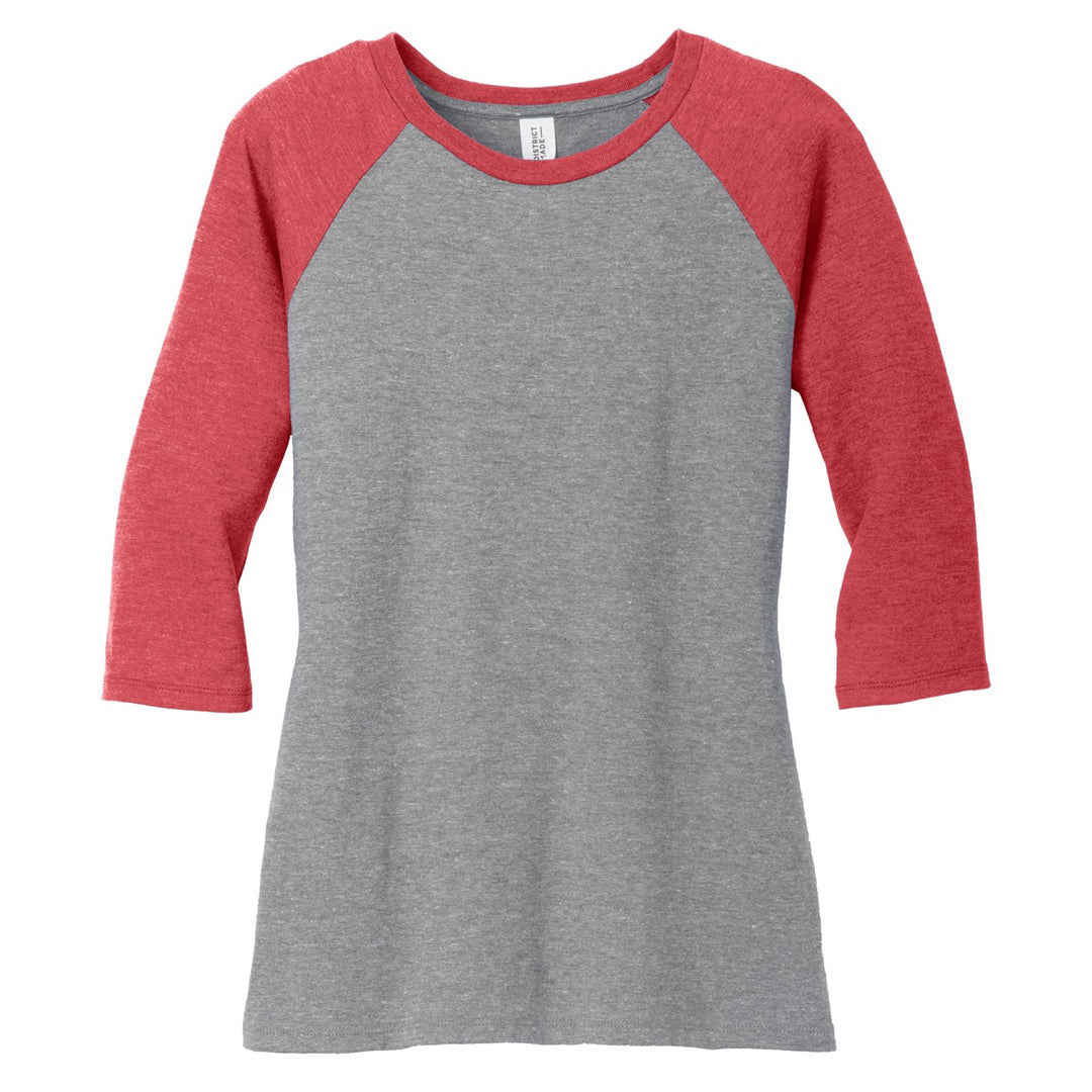 House of Uniforms The Tri Blend 3/4 Sleeve Tee | Ladies District Made Red/Grey