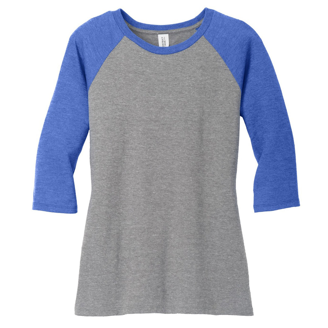 House of Uniforms The Tri Blend 3/4 Sleeve Tee | Ladies District Made Royal/Grey