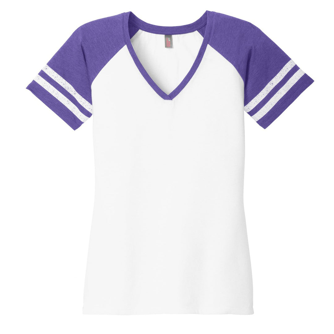 House of Uniforms The Game Day Tee | Short Sleeve | Ladies District Made White/Purple