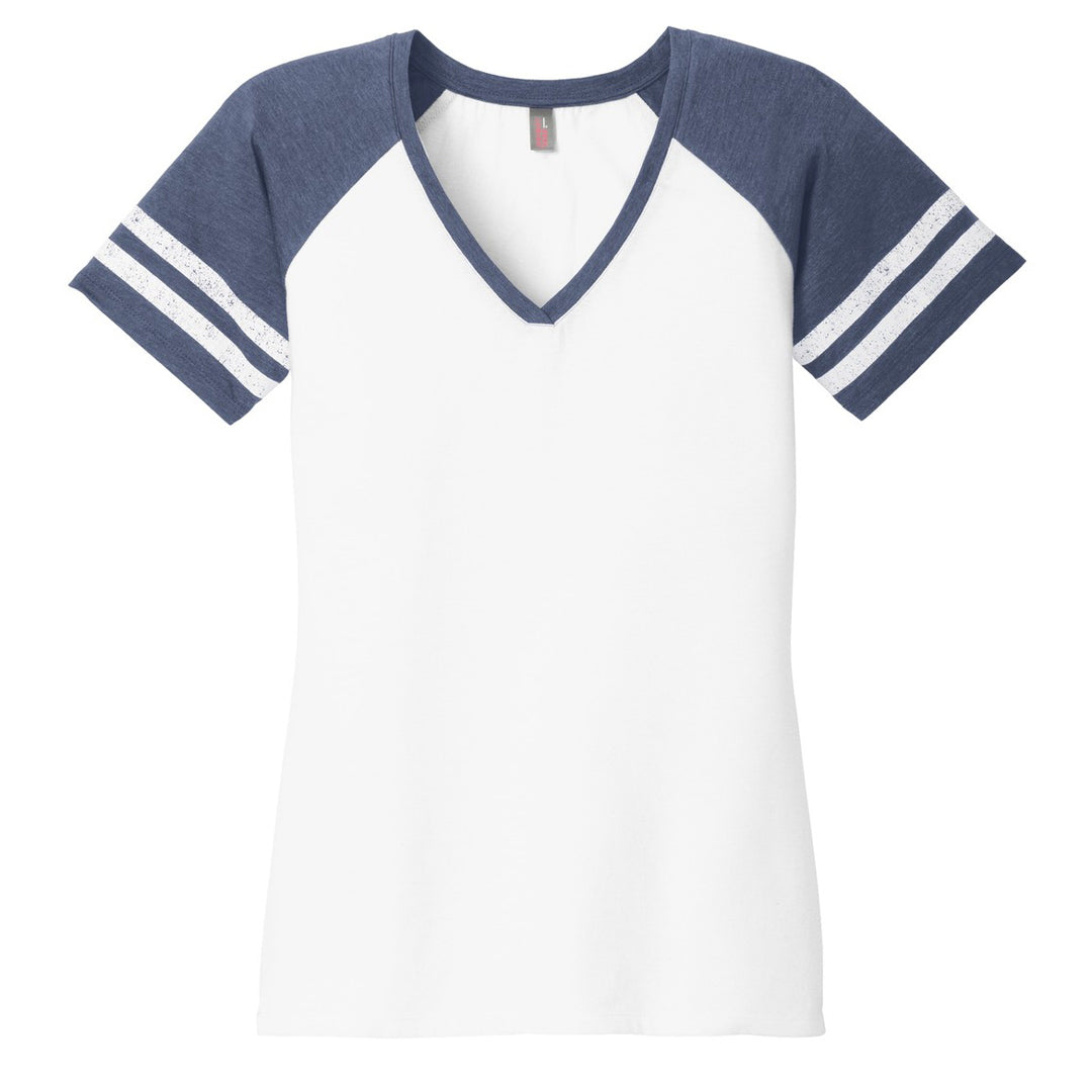 House of Uniforms The Game Day Tee | Short Sleeve | Ladies District Made White/Navy