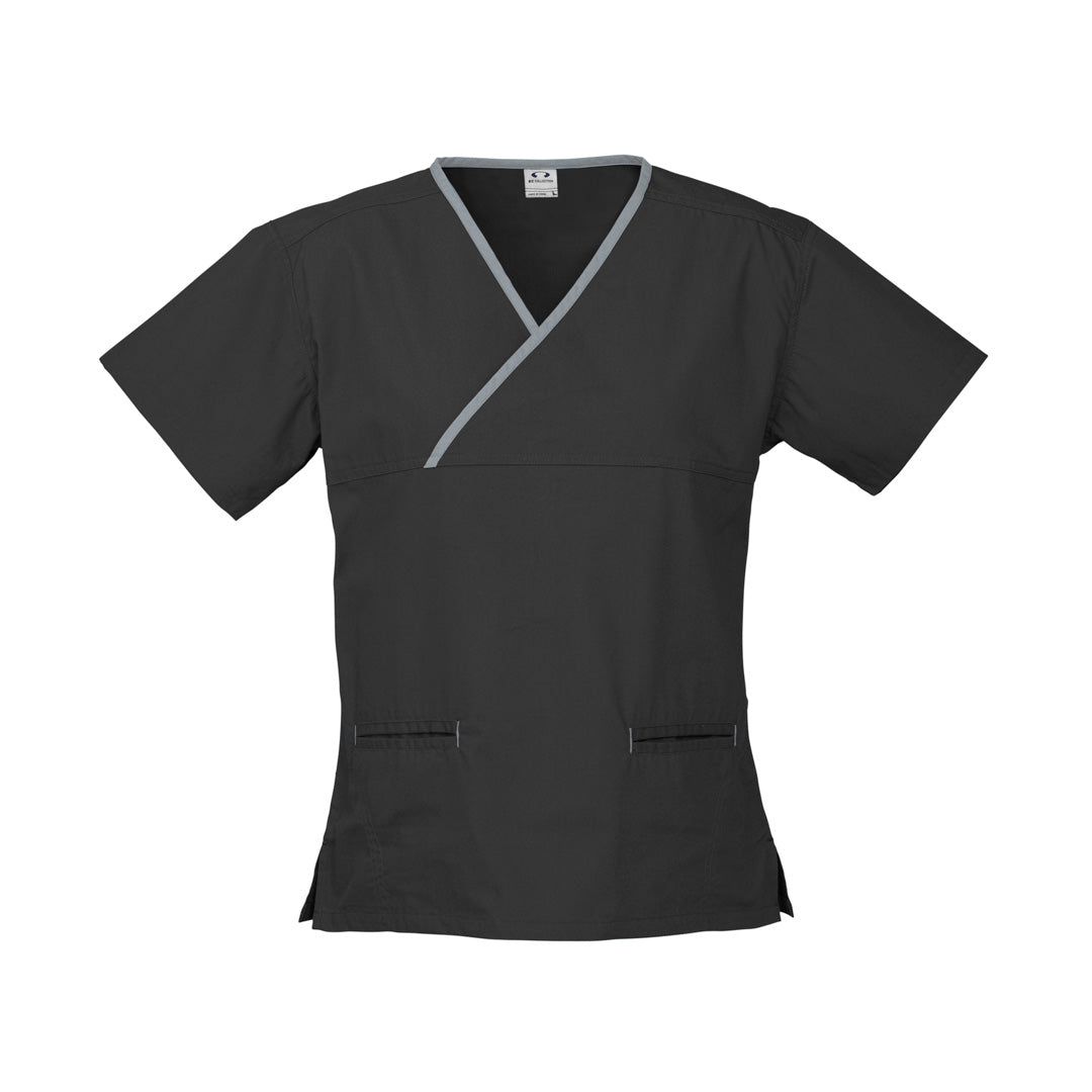 House of Uniforms The Contrast Scrub Top | Ladies Biz Collection Black/Pewter