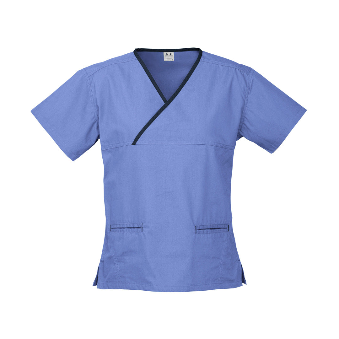 House of Uniforms The Contrast Scrub Top | Ladies Biz Collection Mid Blue/Navy