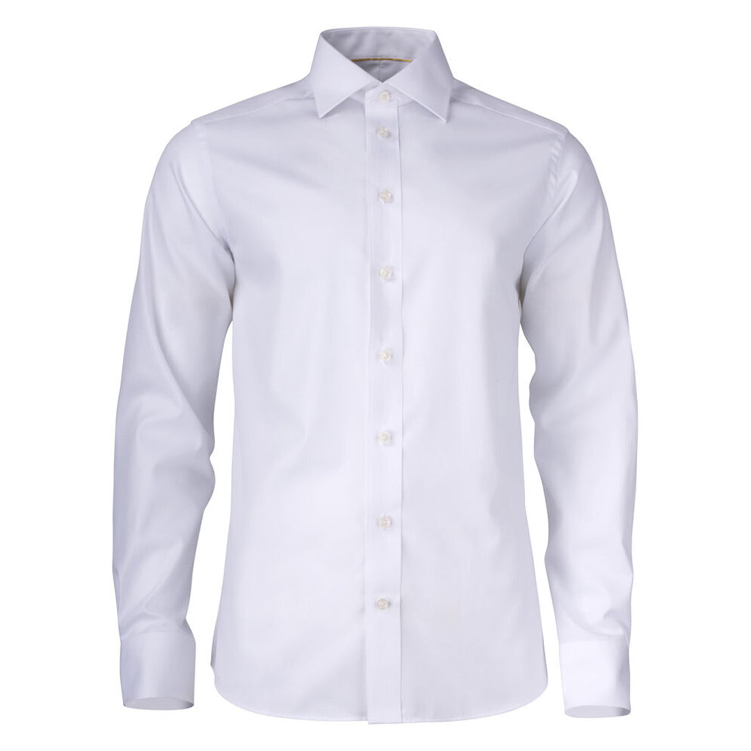 House of Uniforms The Yellow Bow 50 Shirt | Mens | Long Sleeve James Harvest White