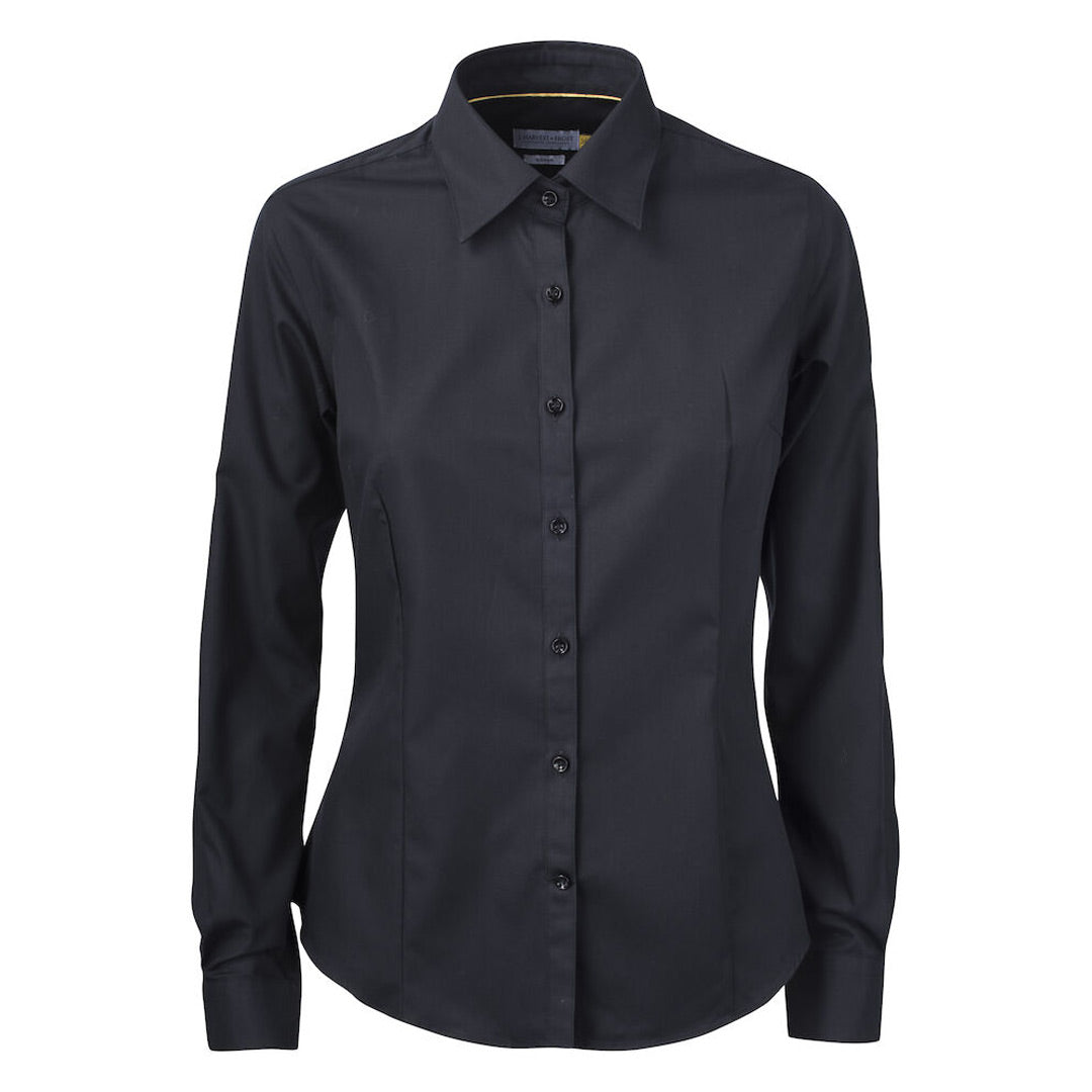 House of Uniforms The Yellow Bow 50 Shirt | Ladies | Long Sleeve James Harvest Black