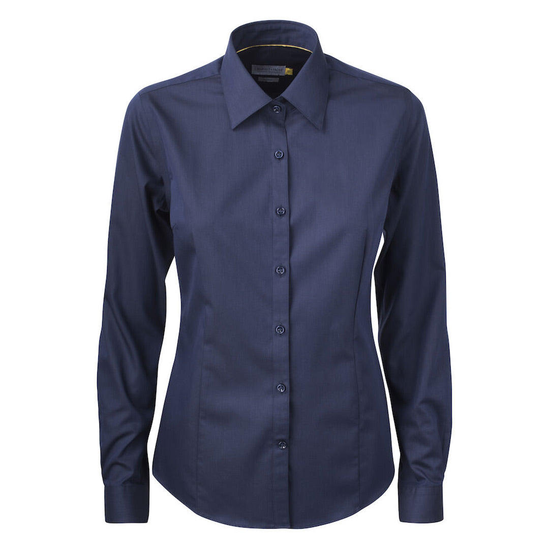 House of Uniforms The Yellow Bow 50 Shirt | Ladies | Long Sleeve James Harvest Navy