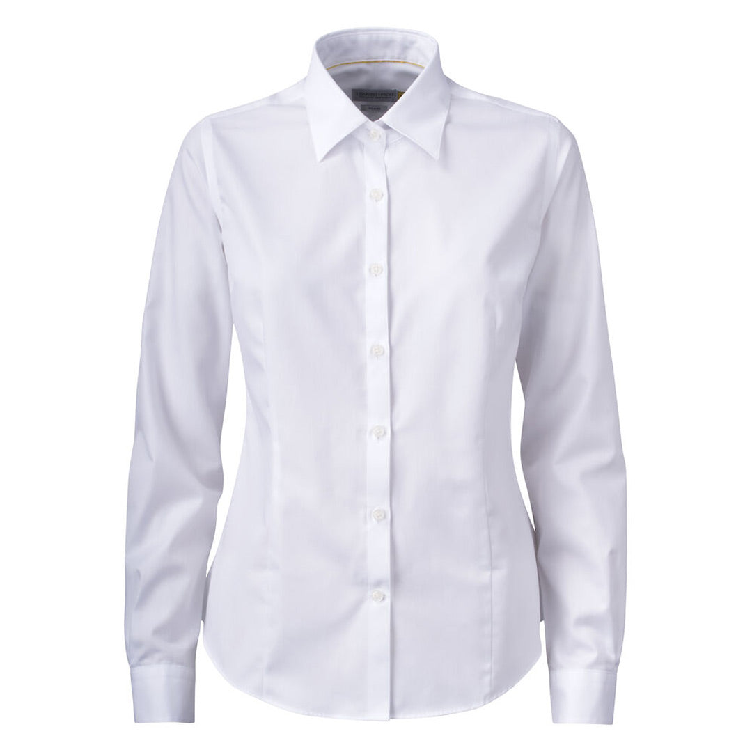 House of Uniforms The Yellow Bow 50 Shirt | Ladies | Long Sleeve James Harvest White