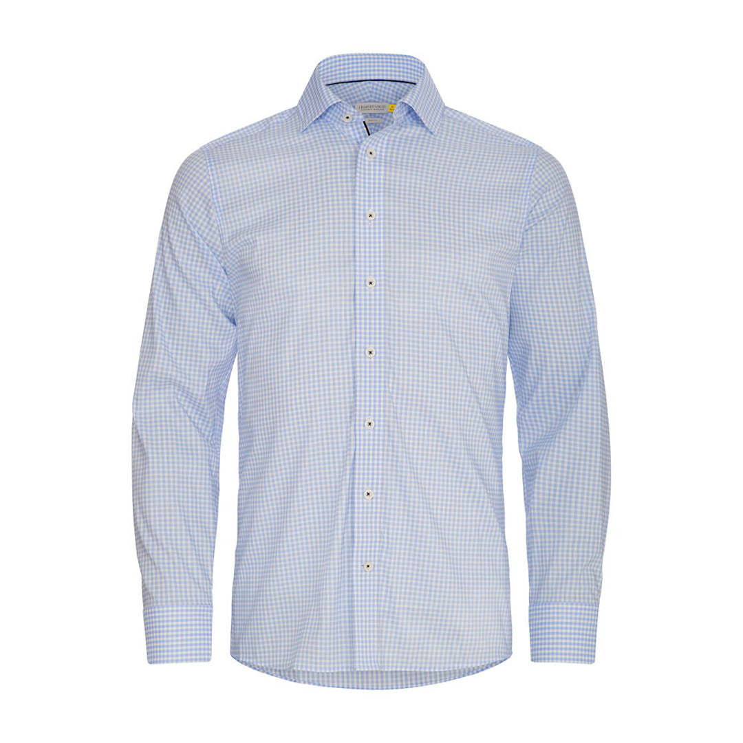 House of Uniforms The Yellow Bow 53 Shirt | Mens | Long Sleeve James Harvest Sky Blue