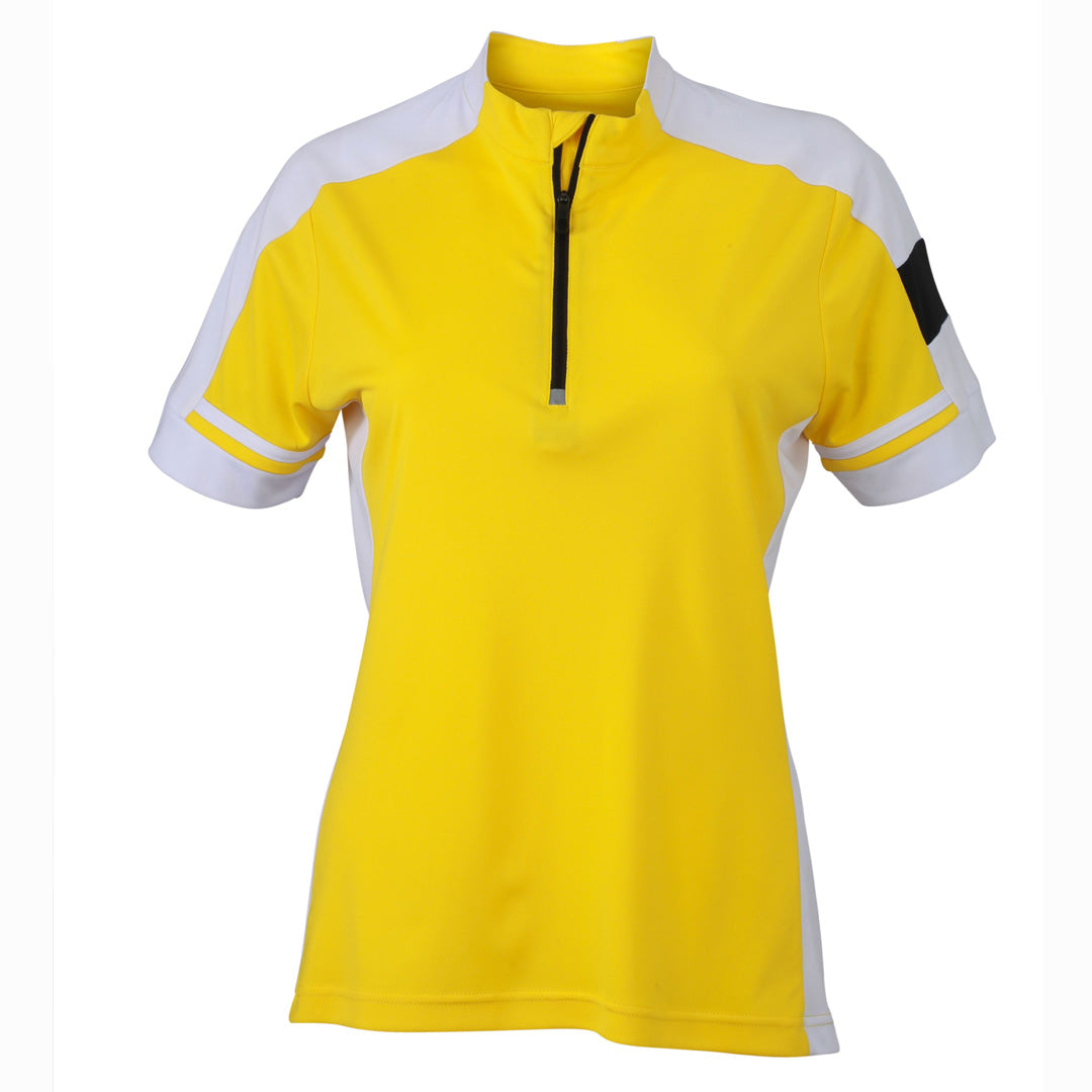 House of Uniforms The Bike Top | Ladies | Half Zip James & Nicholson Yellow